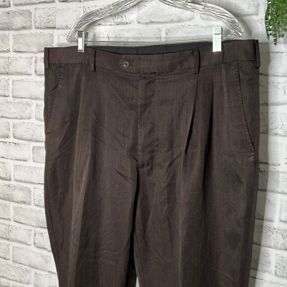 Geoffrey Beene Chocolate Brown Cuffed Dress Pants Slacks 42x30 - Picture 5 of 9